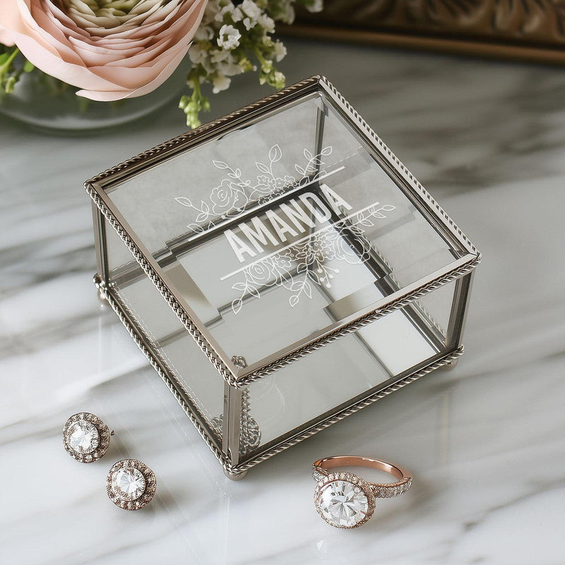 Personalized Engraved Glass Jewelry Box -