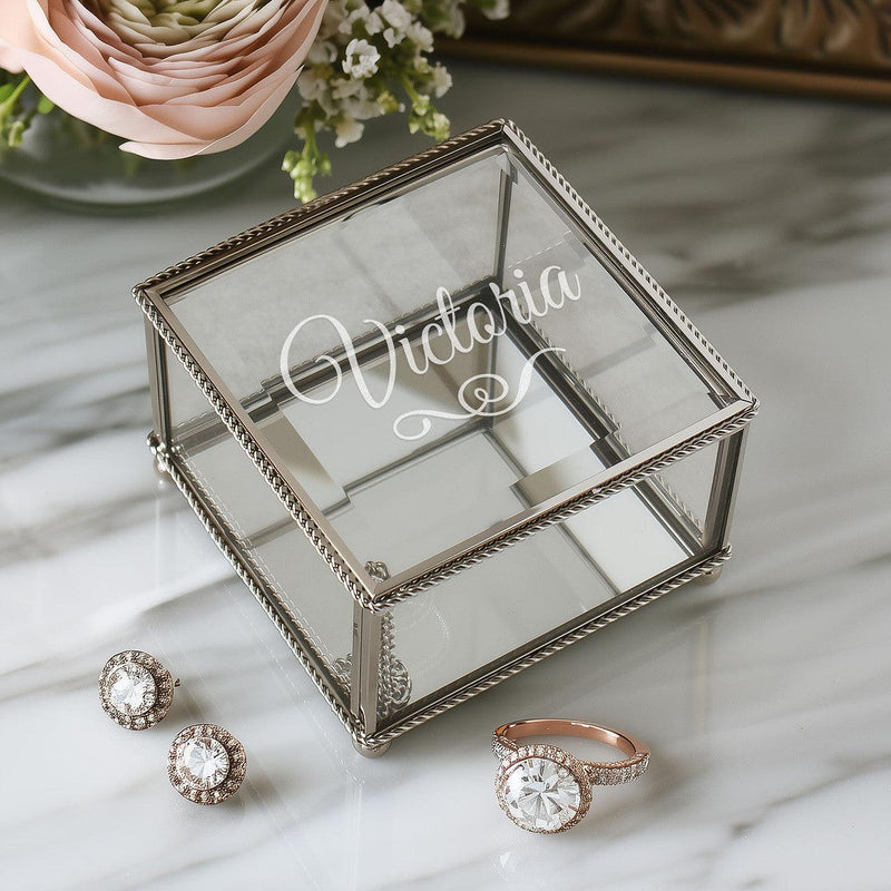 Personalized Engraved Glass Jewelry Box -