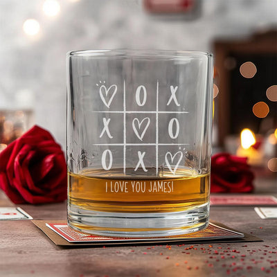 Personalized Valentine's Day Tic Tac Toe Whiskey Glasses - - Completeful