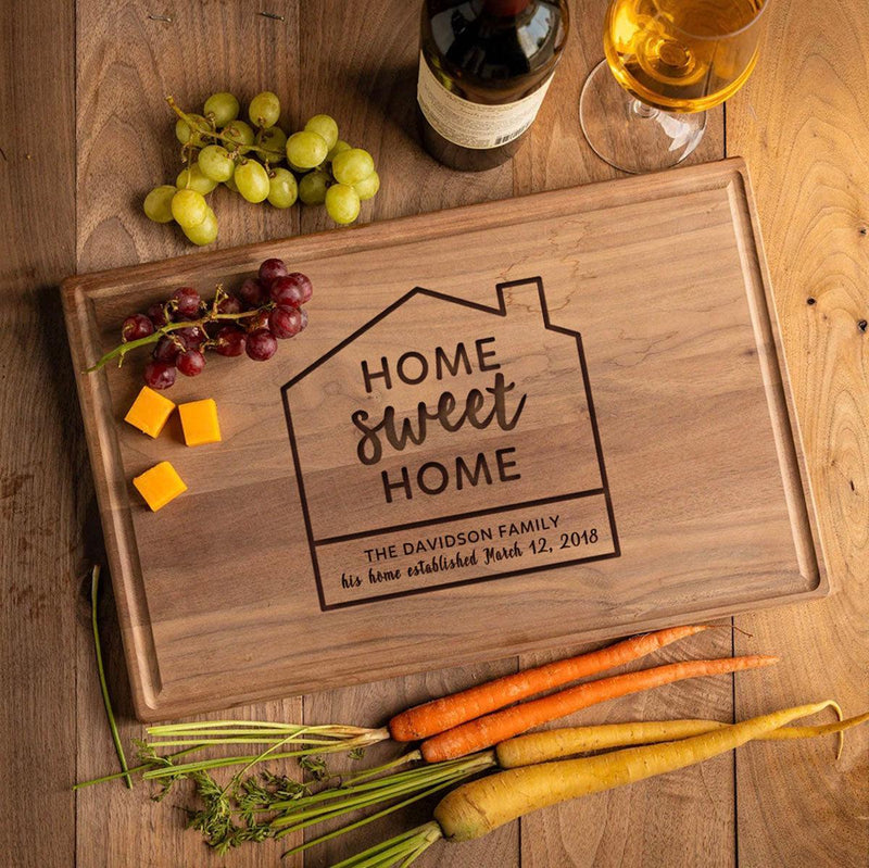 Personalized 11x17 Red Oak Cutting Board with Grooves -