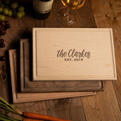 Personalized 11x17 Red Oak Cutting Board with Grooves -