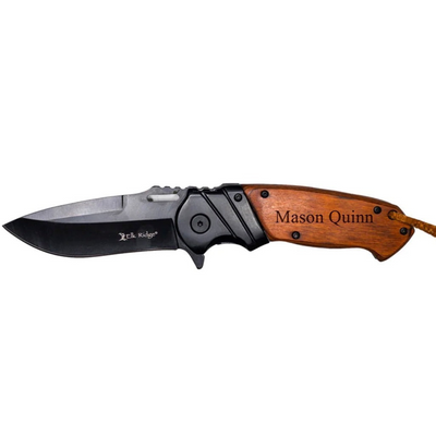 Personalized Brown Pakkawood Handle Pocket Knife -