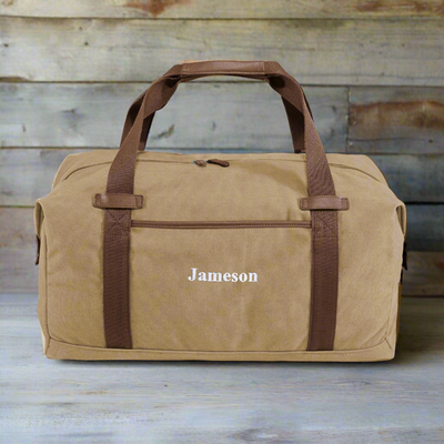 Personalized Cotton Canvas Duffel Bag - Khaki -  - Completeful