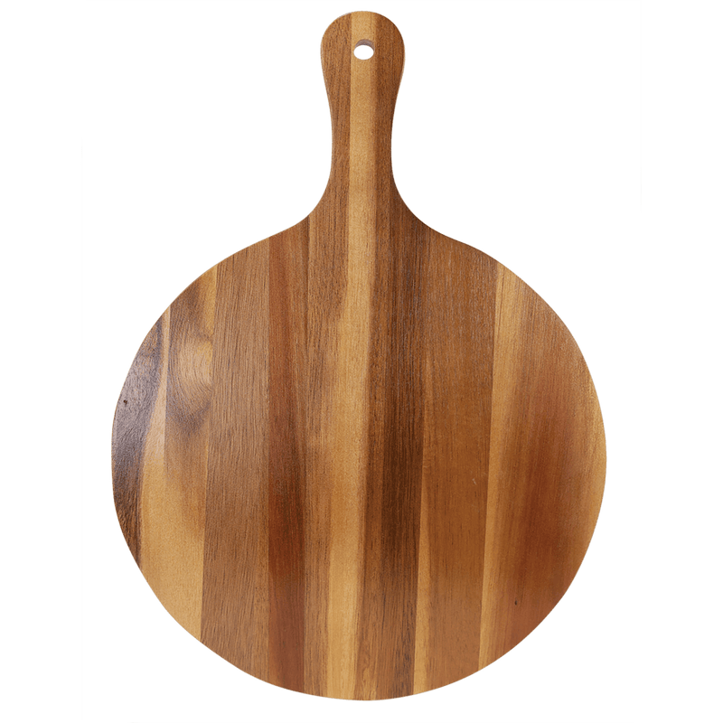 Personalized Round Acacia Wood/Slate Serving Board with Handle -