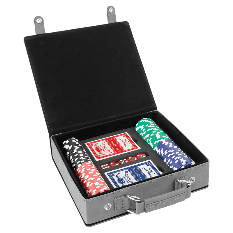 Personalized Gray 100-Chip Poker Set -