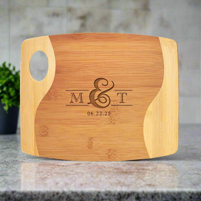 Personalized Bamboo Two Tone Cutting Board with Handle -