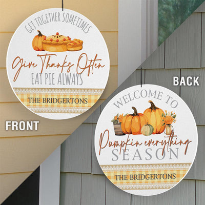 Personalized 2-Sided Pumpkin Wall Hanger -