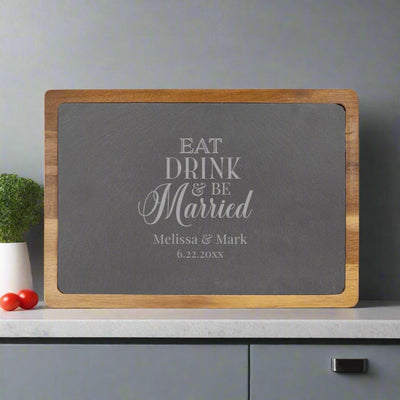 Personalized Acacia Wood/Slate Cutting Board -