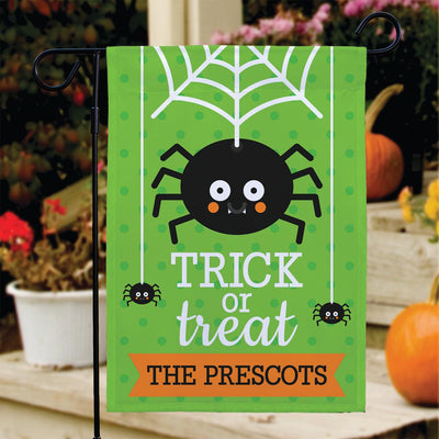 Personalized Trick or Treat Spider Garden Flag - Print One Side