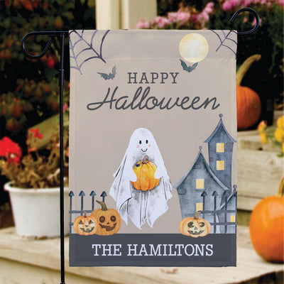 Personalized Happy Halloween Garden Flag - Print One Side