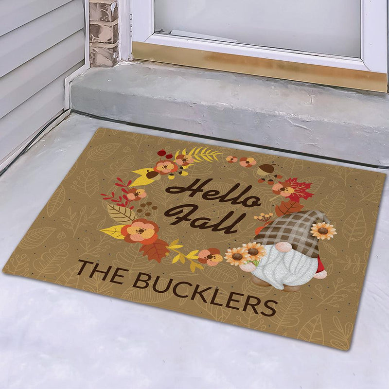 Personalized Fall with Gnome Doormat -