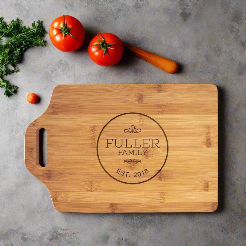 Personalized Bamboo Cutting Board with Handle -