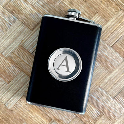 Personalized Leather Folding Flask & Shot Glass 8 oz. -  - JDS