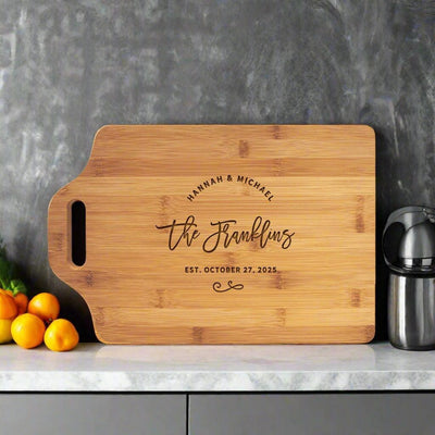 Personalized Bamboo Cutting Board with Handle -
