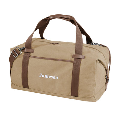Personalized Cotton Canvas Duffel Bag - Khaki -