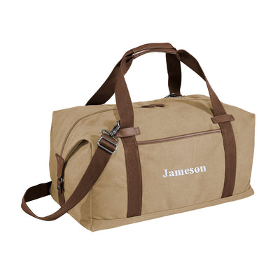 Personalized Cotton Canvas Duffel Bag - Khaki -