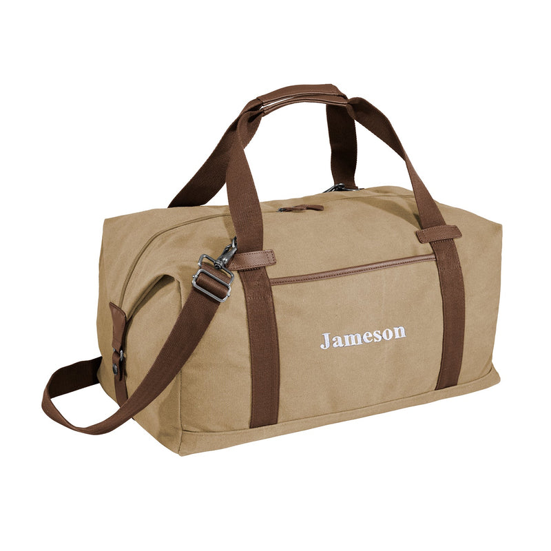 Personalized Cotton Canvas Duffel Bag - Khaki -