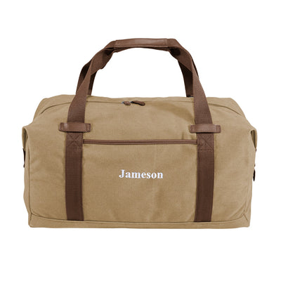 Personalized Cotton Canvas Duffel Bag - Khaki -