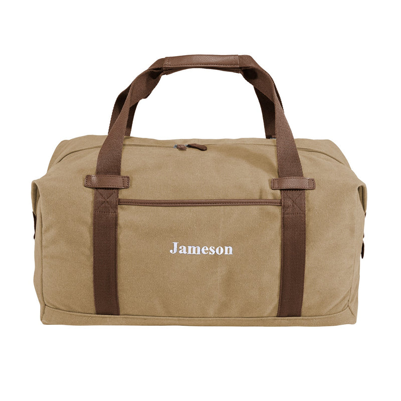 Personalized Cotton Canvas Duffel Bag - Khaki -