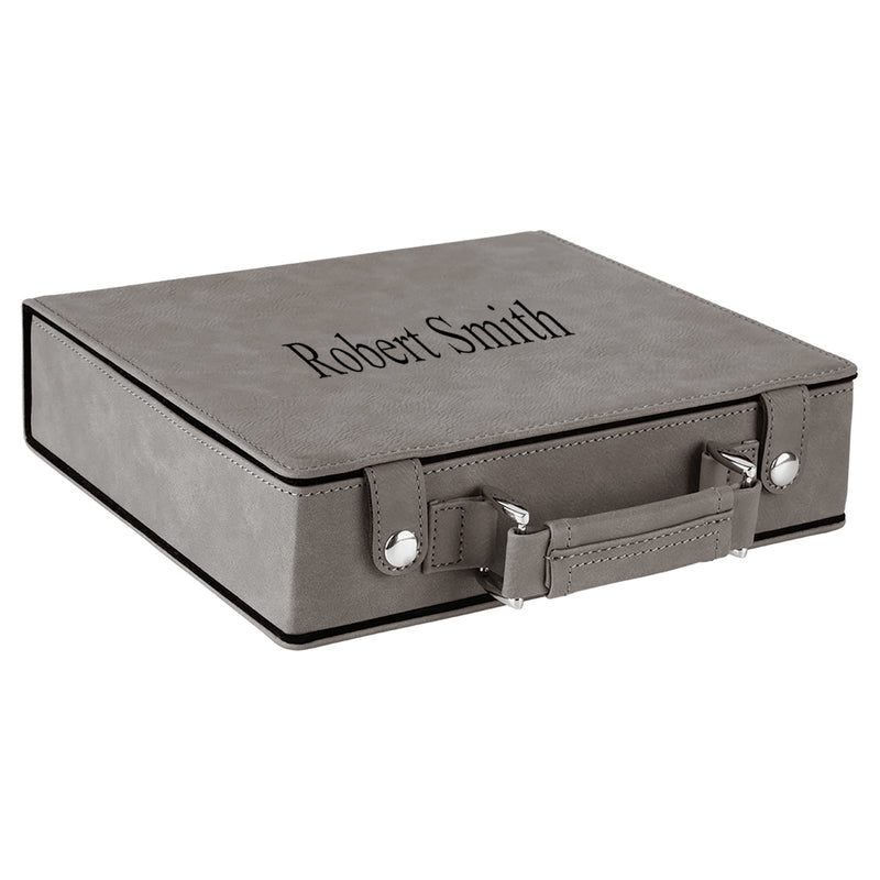 Personalized Gray 100-Chip Poker Set -  - Lazerworx