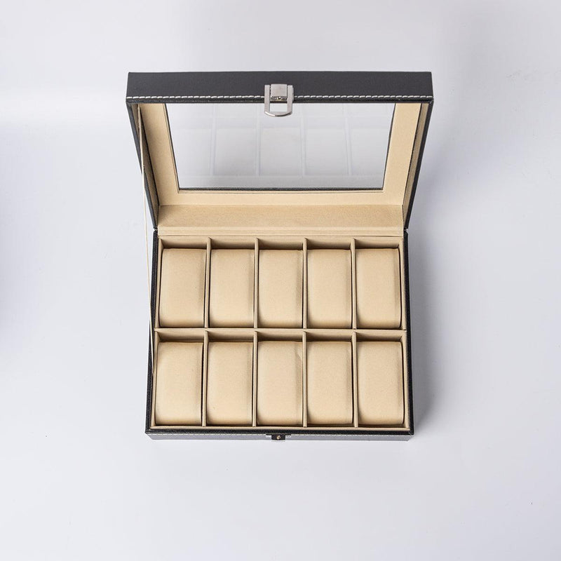 Personalized Black Leather Watch Box -