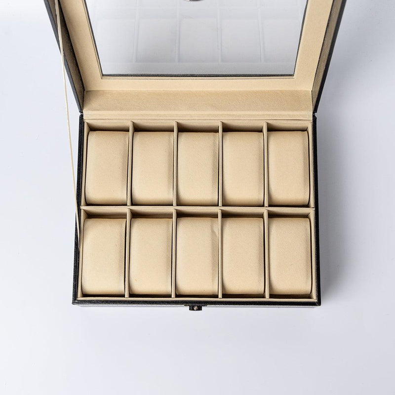 Personalized Black Leather Watch Box -