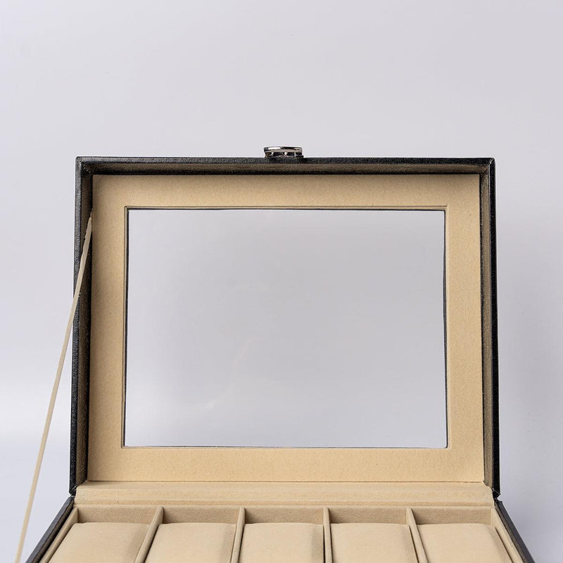Personalized Black Leather Watch Box -