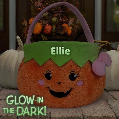 Personalized Glow In The Dark Pumpkin Girl Halloween Bag -