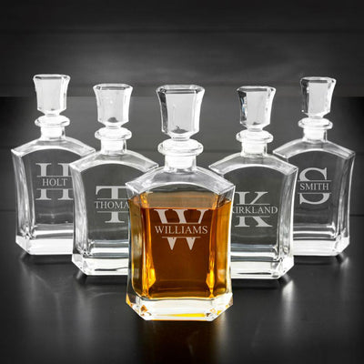 Groomsmen Gift Set of 5 Personalized Whiskey Decanters -  - JDS