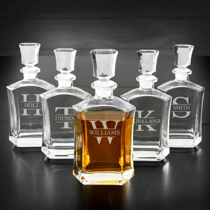 Groomsmen Gift Set of 5 Personalized Whiskey Decanters -  - JDS
