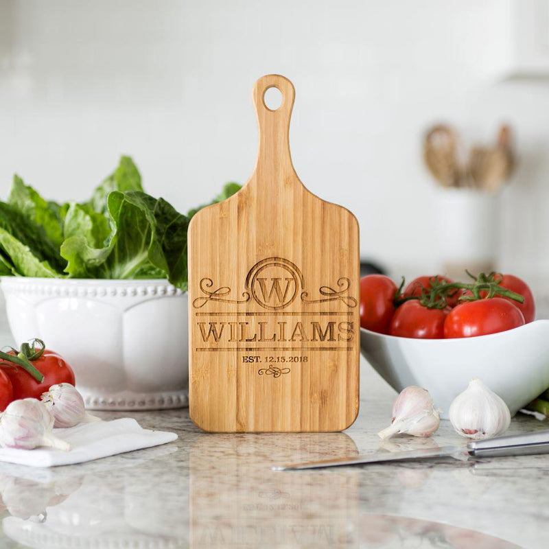 Personalized Handled Bamboo Serving Boards (Modern Collection)- Small -