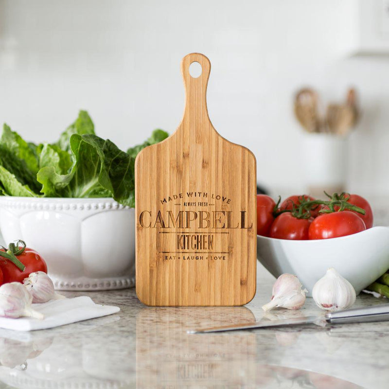 Personalized Handled Bamboo Serving Boards (Modern Collection)- Small -