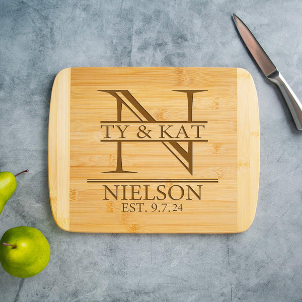 Personalized 11x14 Bamboo Cutting Board with Rounded Edge -