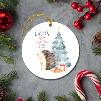 Personalized Porcupine First Christmas Ornament -