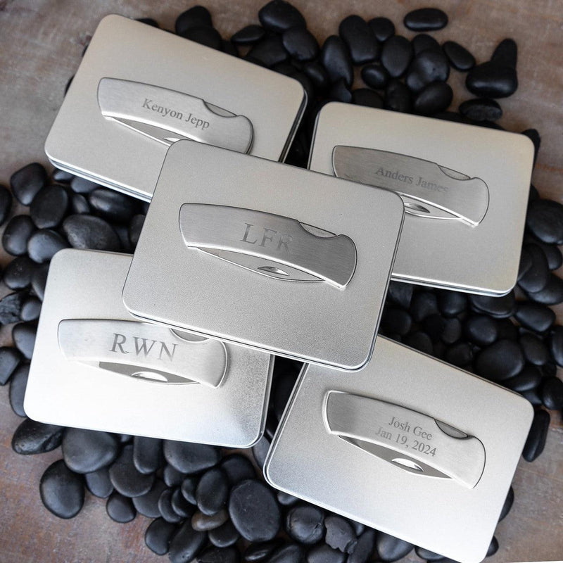 Personalized Set of 5 Stainless Steel Pocket Knives -  - JDS