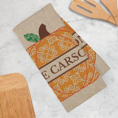 Personalized Halloween Pumpkin Tea Towel -