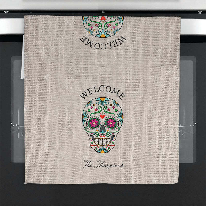 Personalized Halloween Skull Tea Towel -