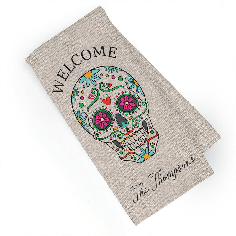 Personalized Halloween Skull Tea Towel -