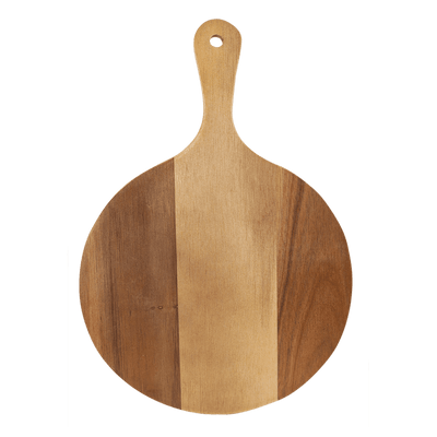 Personalized Round Acacia Wood/Slate Serving Board with Handle -