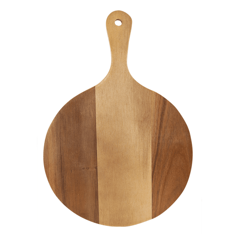 Personalized Round Acacia Wood/Slate Serving Board with Handle -