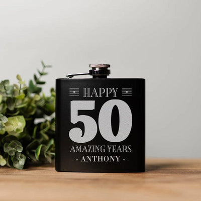 Personalized Birthday Matte Black Flask -