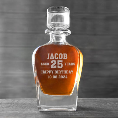 Aged Birthday Antique Custom Birthday Whiskey Decanter -