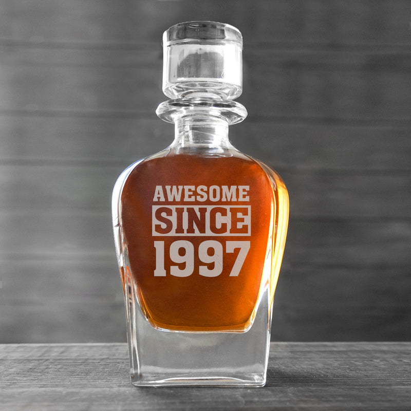 Custom Awesome Since Birthday Antique Whiskey Decanter -