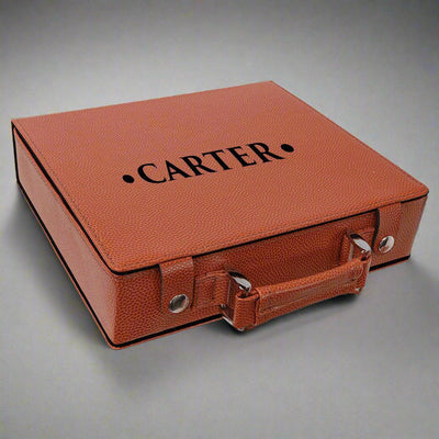 Personalized Basketball Engraved Leatherette 100 Chip Poker Set -