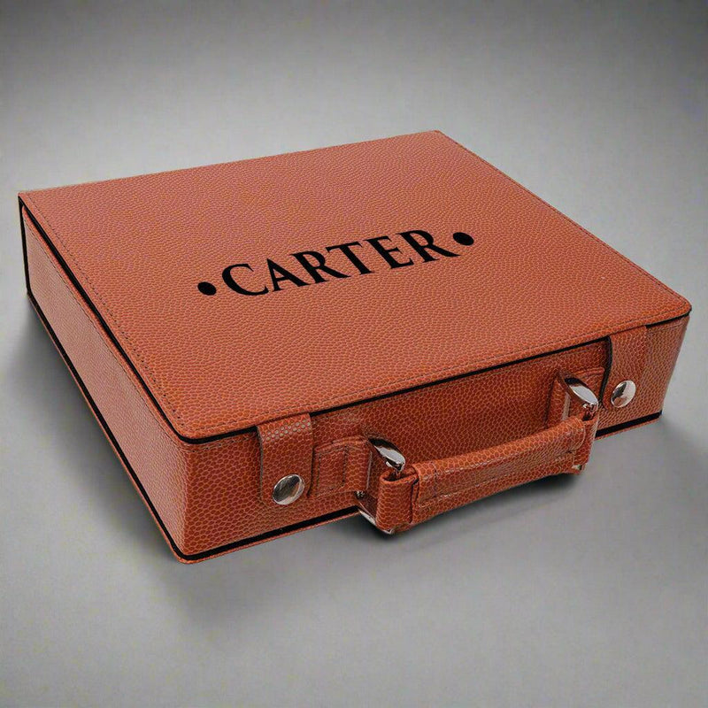 Personalized Basketball Engraved Leatherette 100 Chip Poker Set -