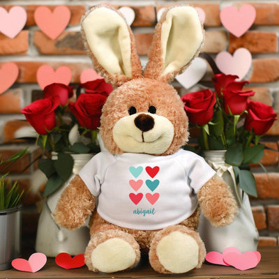 Personalized Valentine's Day Brown Stuffed Bunny -