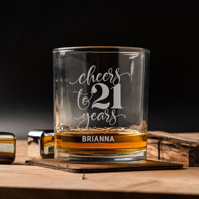 Custom Cheers To 21 Years Lowball Glasses -