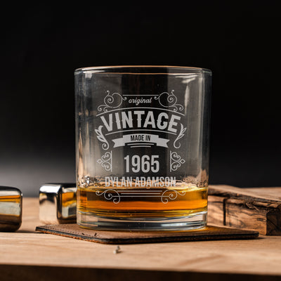 Custom Original Vintage Birthday Lowball Glasses -