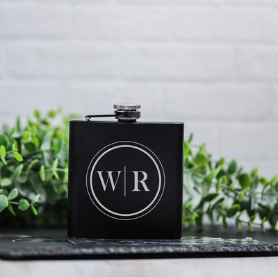 Personalized Matte Black Flask Set with Shot Glasses -  - Completeful