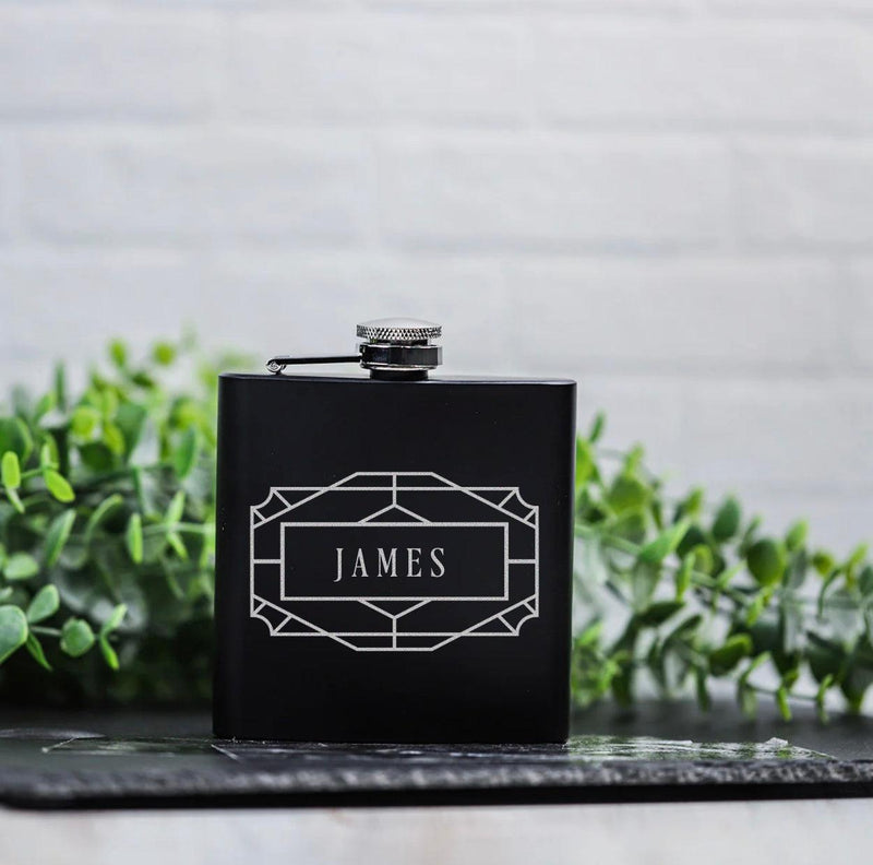 Personalized Matte Black Flask Set with Shot Glasses -  - Completeful